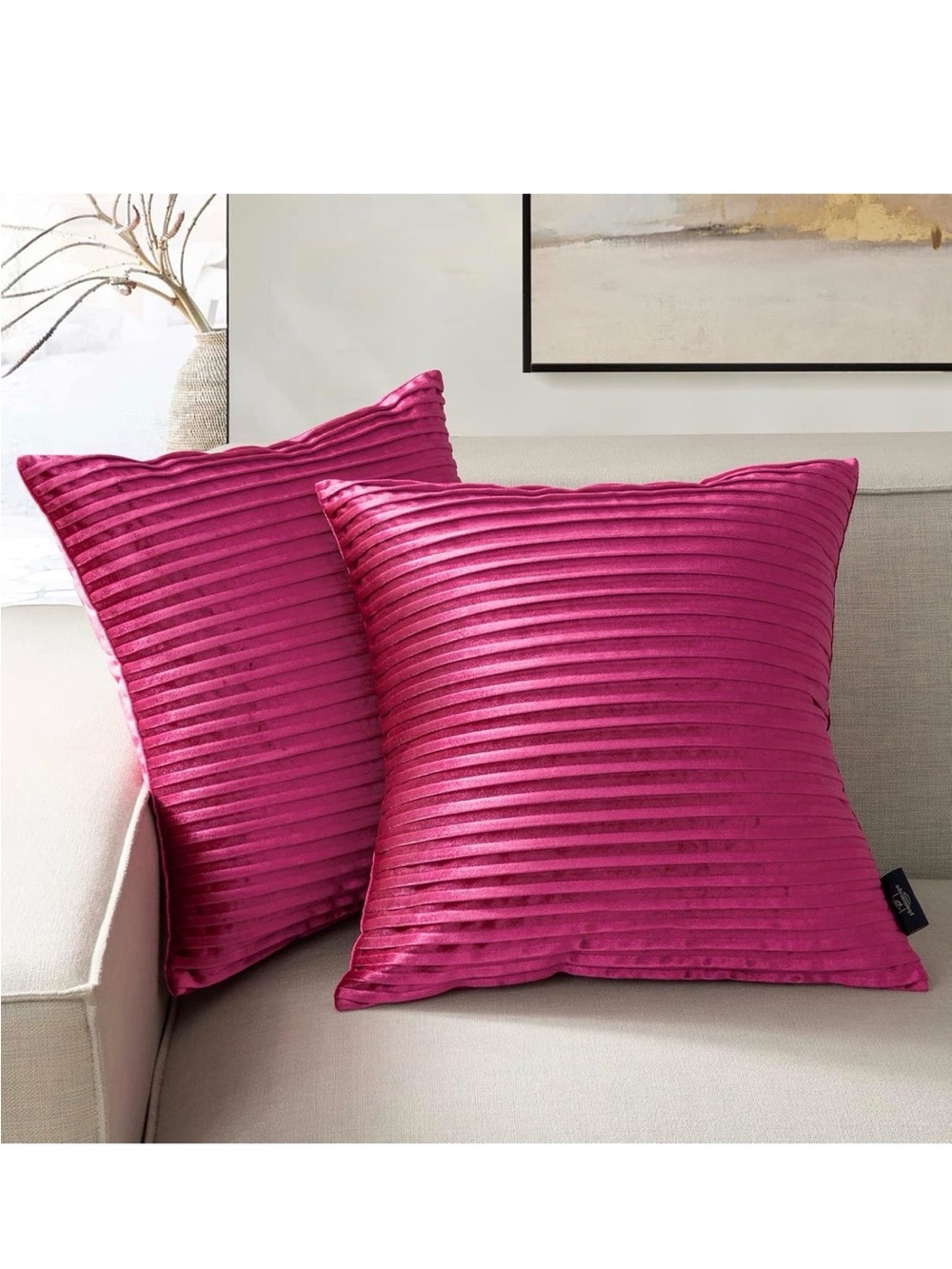 Hot Pink Ribbed Velvet Throw Pillow Cover - Home Bedding